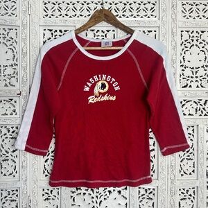 Washington‎ Redskins Commanders Red & White Sportswear 3/4 Sleeve Ribbed Shirt
